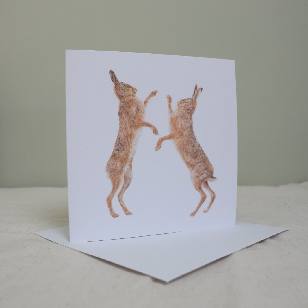 Boxing Hare Greetings Card