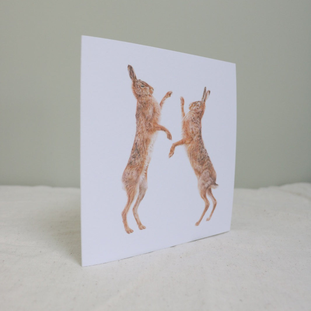 Boxing Hare Greetings Card