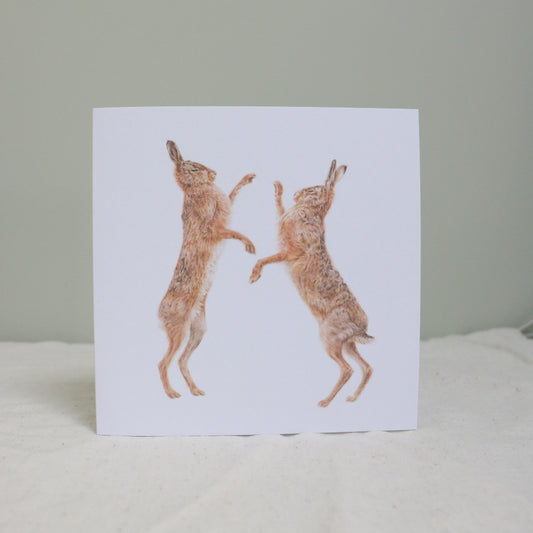 Boxing Hare Greetings Card